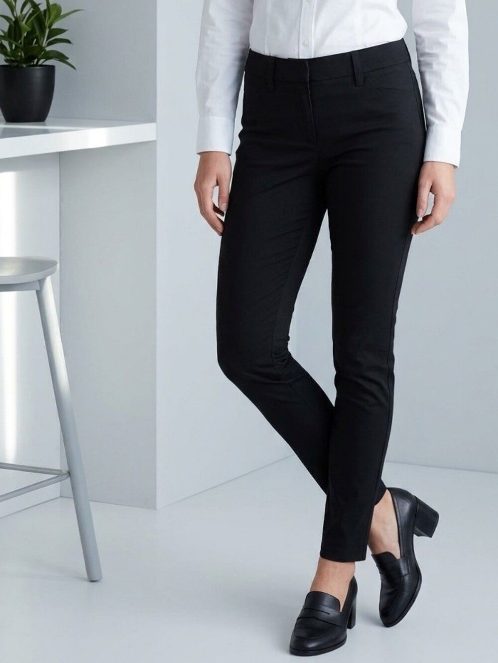 Black Ponte Skinny Ankle Pants 1/2 Stretch Office Work Career Trousers Maurices